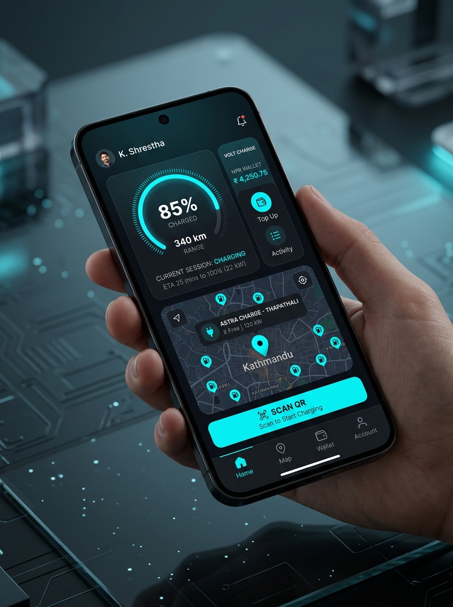 E-HUB EV Driver Mobile App Interface